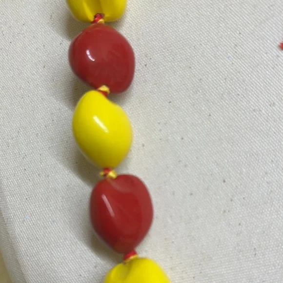 Vibrant Red and Yellow KUKUI NUT Lei - Picture 3 of 3